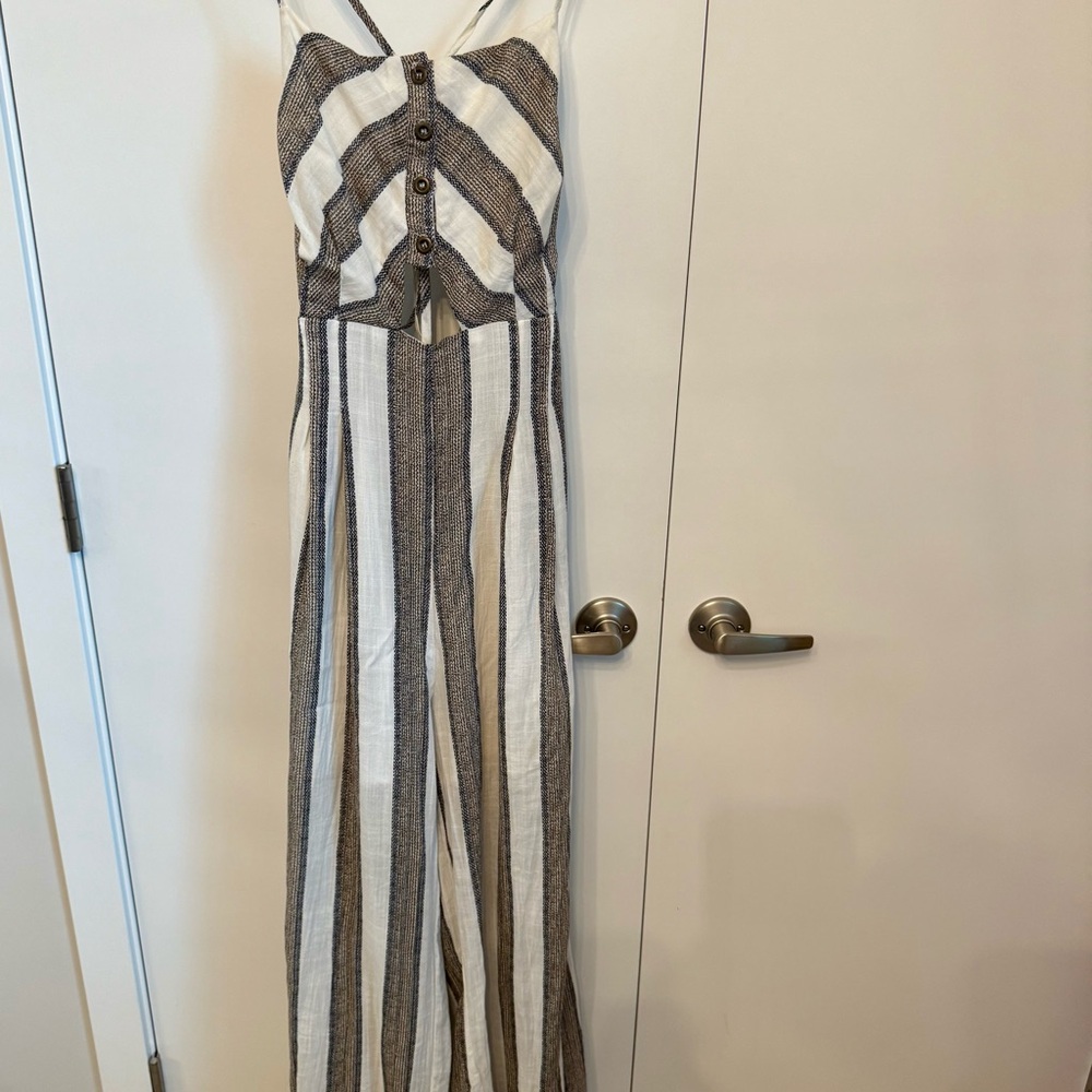 Striped Backless Jumpsuit